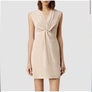 All Saints Salma Dusty Pink Silk Dress Size US 4